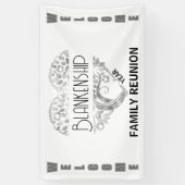 Custom Heart Art Tree Wit Zilver Horizontaal Spandoek (Verticaal)