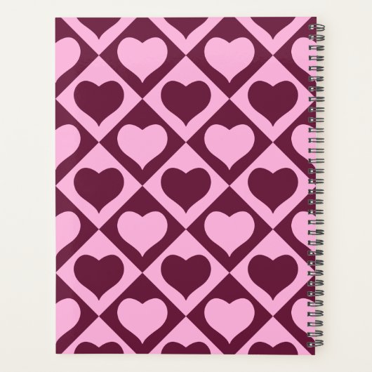 Custom Heart Checkerboard Pattern Bordeaux Pink -  (Dos)