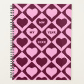 Custom Heart Checkerboard Pattern Bordeaux Pink -  (Devant)