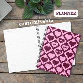 Custom Heart Checkerboard Pattern Bordeaux Pink -
