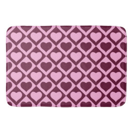 Custom Heart Checkerboard Pattern Bordeaux Pink -  Badmat
