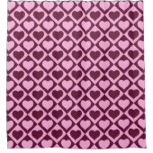 Custom Heart Checkerboard Pattern Bordeaux Pink -  Douchegordijn (Voorkant)