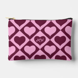Custom Heart Checkerboard Pattern Bordeaux Pink -  Etui