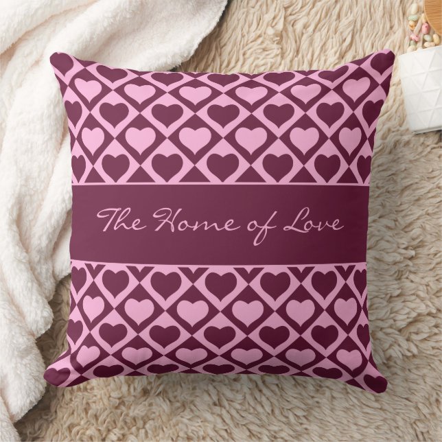 Custom Heart Checkerboard Pattern Bordeaux Pink -  Kussen (Deken)