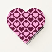 Custom Heart Checkerboard Pattern Bordeaux Pink -  Notitieboek (Achterkant)