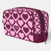 Custom Heart Checkerboard Pattern Bordeaux Pink -  Toilettasje (Rechterhoek)