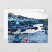 Custom Heart Coverack Harbour Dusk Cornwall Photo Feestdagenkaart (Voorkant / Achterkant)