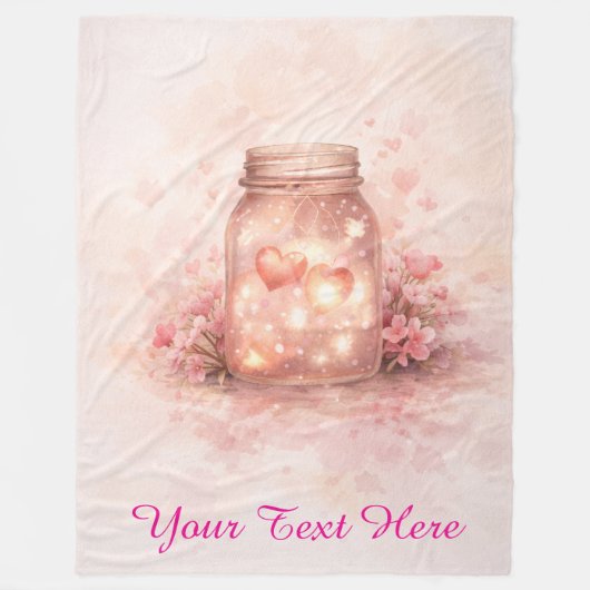 Custom Heart Jar Blanket - Romantic Gift Fleece Deken (Voorkant)