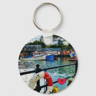 Custom Heart Mevagissey Harbour Lifebuoy Cornwall Sleutelhanger