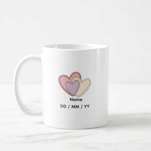 Custom Heart Mug with Name  Date Koffiemok (Links)