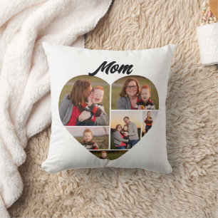 Custom Heart-Shape Familie Fotocollage voor Mam Kussen
