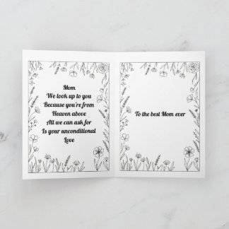 Custom Heartfelt Mother's Day Poem Card Kaart