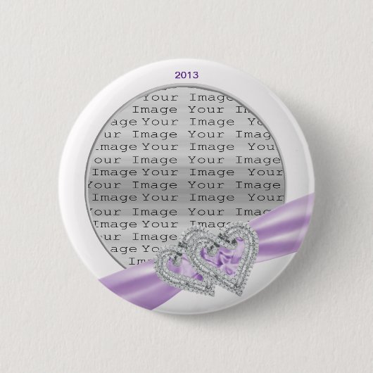 Custom Hearts Lavender Ribbon Button (Voorkant)