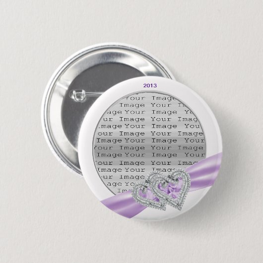 Custom Hearts Lavender Ribbon Button (Voorkant /achterkant)