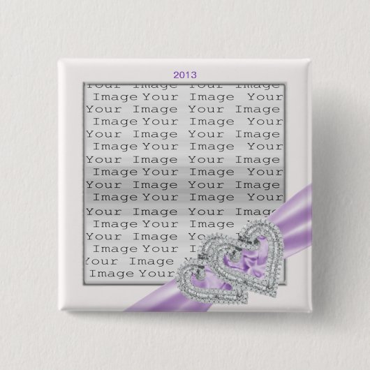 Custom Hearts Lavender Ribbon Button (Voorkant)