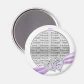 Custom Hearts Lavender Ribbon Magnet Magneet (Voorkant / Achterkant)