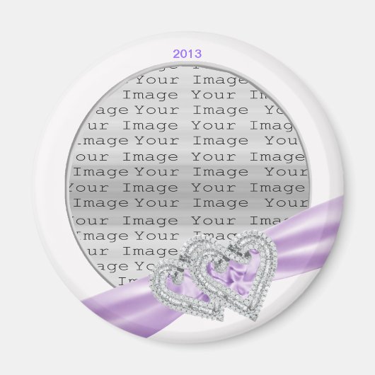 Custom Hearts Lavender Ribbon Magnet Magneet (Voorkant)