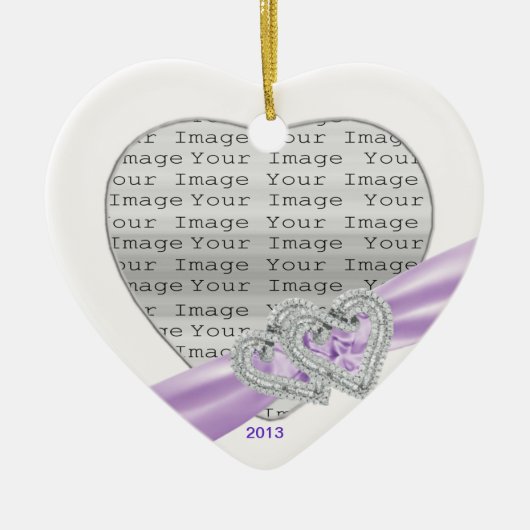 Custom Hearts Lavender Ribbon Ornament (Voorkant)