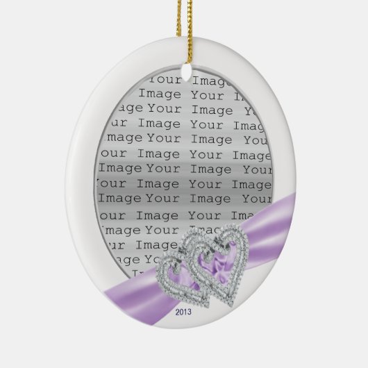 Custom Hearts Lavender Ribbon Ornament (Rechts)