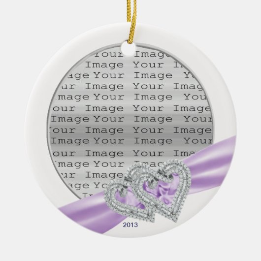 Custom Hearts Lavender Ribbon Ornament (Voorkant)