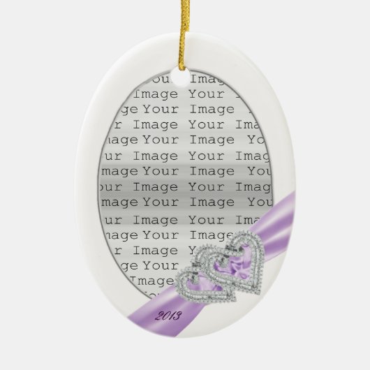 Custom Hearts Lavender Ribbon Ornament (Voorkant)