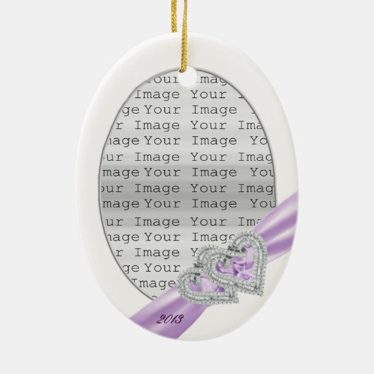 Custom Hearts Lavender Ribbon Ornament (Achterkant)