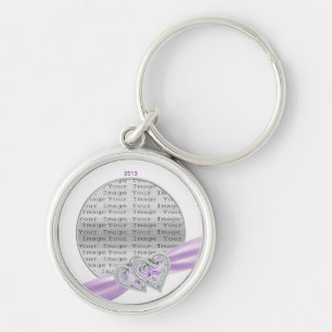 Custom Hearts Lavender Ribbon Sleutelhanger