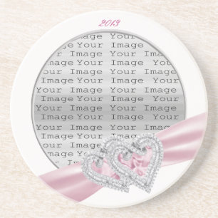 Custom Hearts Pastel Pink Ribbon Onderzetter