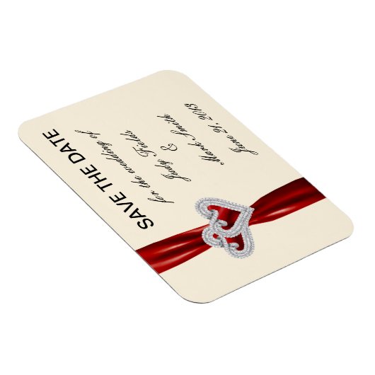 Custom Hearts Red Lint Save The Date Magnet Magneet (Rechterzijde)