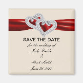 Custom Hearts Red Lint Save The Date Magnet Magneet (Voorkant)