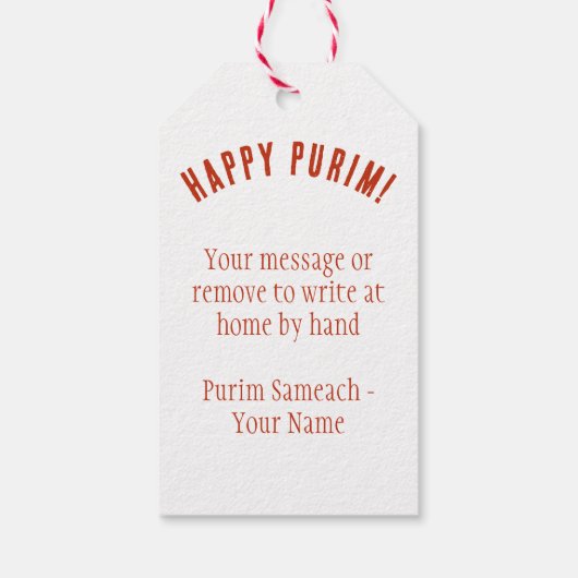 Custom Hebrew Venachafoch-hu Purim Mishloach Manot Cadeaulabel (Achterkant)