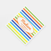 Custom Heet Sinaasappel Modern Stripes Familie Reü Servet (Hoek)