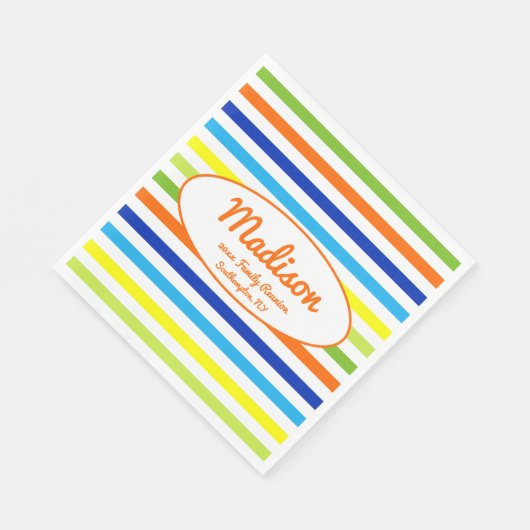 Custom Heet Sinaasappel Modern Stripes Familie Reü Servet (Hoek)