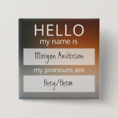 Custom HELLO Mon Nom Pronouns Est Un Badge (Devant)