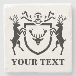 Custom Heraldic Stag Blazon Stenen Onderzetter