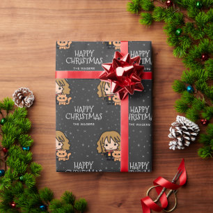 Custom Hermione Granger Vrolijk kerstfeest Cadeaupapier