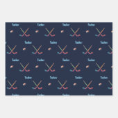 Custom Hockey Wrapping Paper Flat Sheet Set of 3 (Voorkant 3)