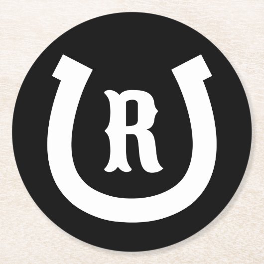 Custom hoefijzer monogram drink onderzetters (Voorkant)