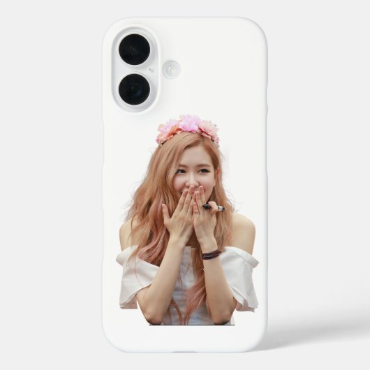 Custom hoesje iPhone 16 roos zwart roze (Achterkant)