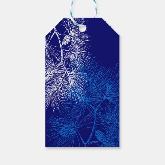 Custom Holiday Blue White Pine Pattern Gift Label Cadeaulabel (Achterkant)
