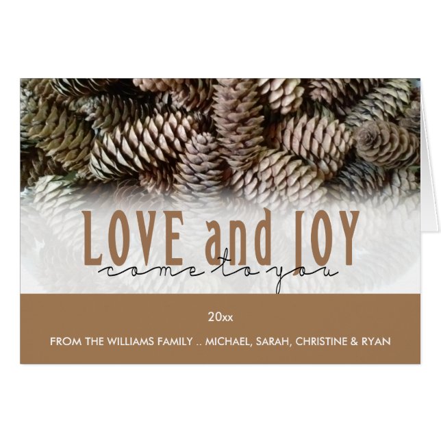 Custom Holiday Love and Joy Pine Cone (Voorkant Horizontaal)