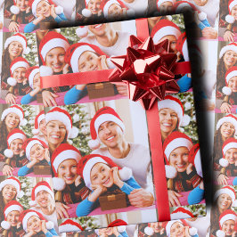 Custom Holiday Photo Collage Cadeaupapier