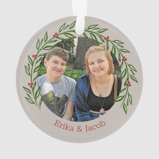 Custom Holly Elegant Family Photo Ornament (achterkant)
