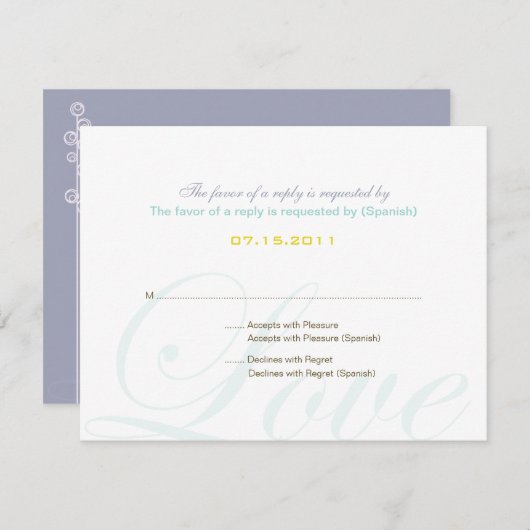 ::custom : Hollyhock & Ampersand Carte RSVP biling (Devant / Derrière)