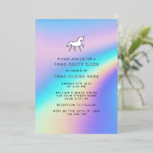 Custom Holographic Modern Elegant Unicorn Party Folie Uitnodiging (Staand Voorkant)