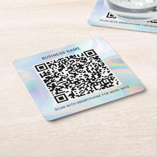 Custom Holographic QR Code Business Services Vierkante Kartonnen Onderzetter (Schuin)