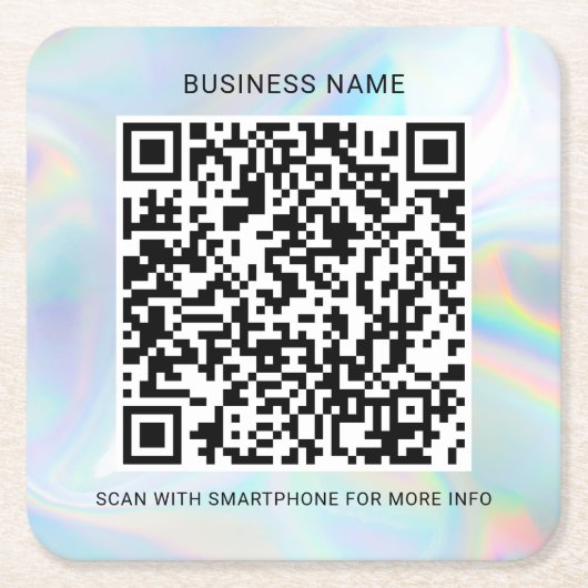 Custom Holographic QR Code Business Services Vierkante Kartonnen Onderzetter (Voorkant)