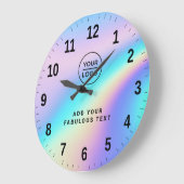 Custom Holographic Rainbow Cute Logo and Text Grote Klok (Hoek)