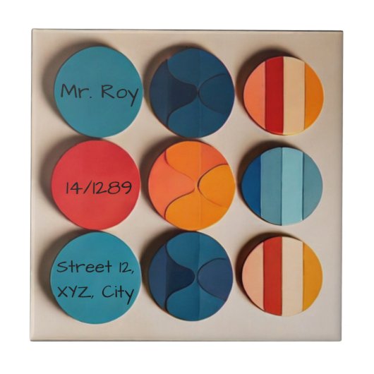 Custom Home bord Modern Mid Century Geometrisch Tegeltje (Voorkant)