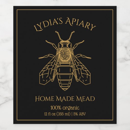 Custom Home Brewed Honey Wine Label Wijn Etiket (Enkel label)